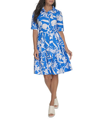 Calvin Klein Women's Cotton Tie-Waist Button-Front Dress - Macy's | Macy's
