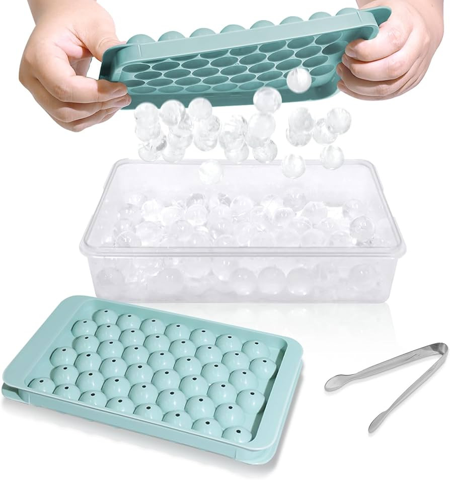WIBIMEN Ice Cube Tray with Lid and Bin - Round Ice Trays for Freezer with Lid - Ice Cube Trays fo... | Amazon (US)