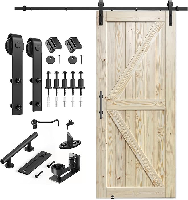 SMARTSTANDARD 36in x 84in Sliding Barn Door with 6.6ft Barn Door Hardware Kit Included, Unfinishe... | Amazon (US)