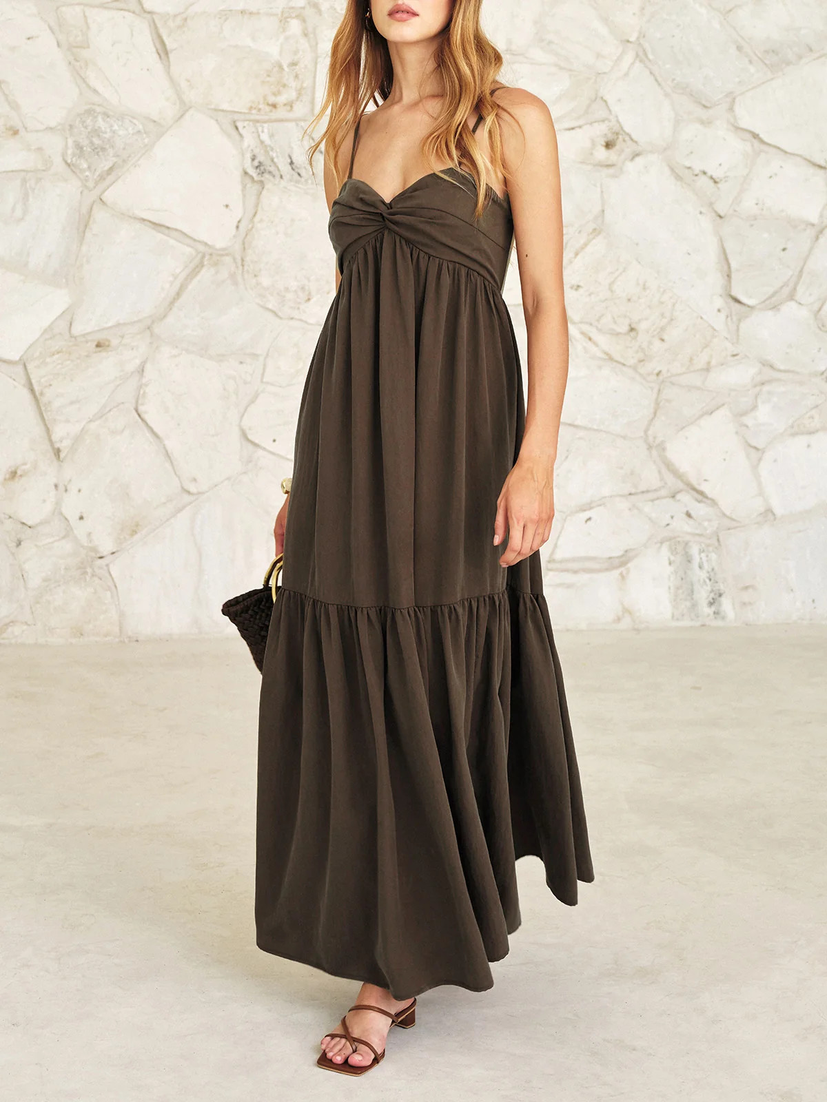 Twist Front Cami Maxi Dress | Commense
