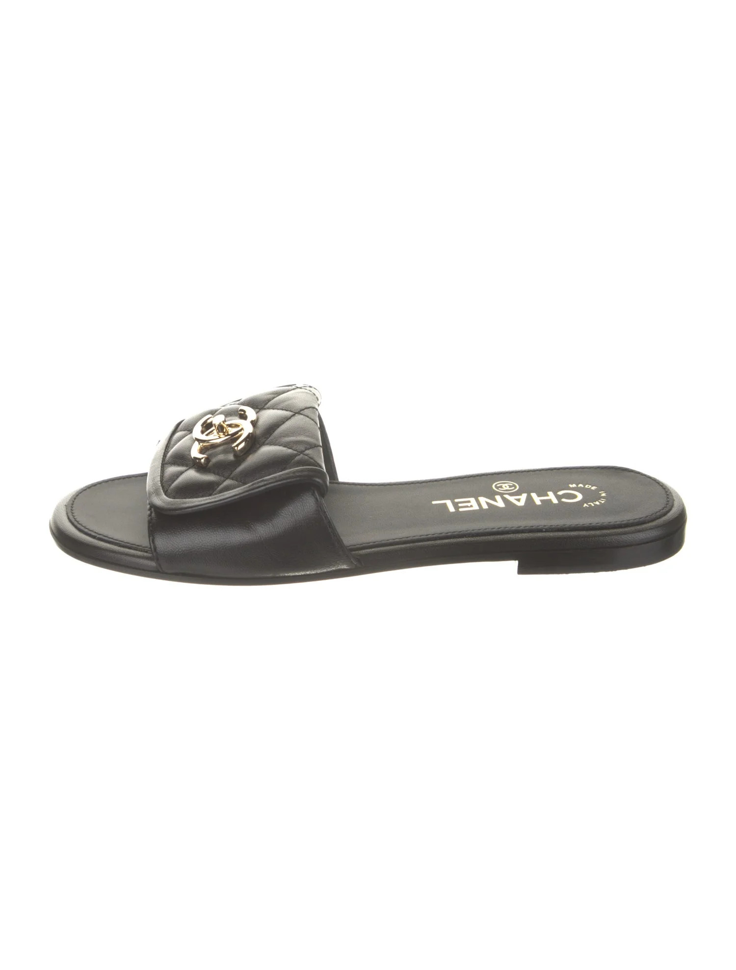 Chanel 2025 Interlocking CC Logo Slides w/ Tags - Black Sandals, Shoes - CHA1391012 | The RealRea... | The RealReal