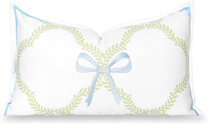 Hofdeco Premium Coastal Grandmillennial Patio Indoor Outdoor Lumbar Pillow Cover Only, 12"x20" Wa... | Amazon (US)