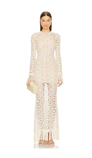 Maia Fringe Gown in Cream | Revolve Clothing (Global)