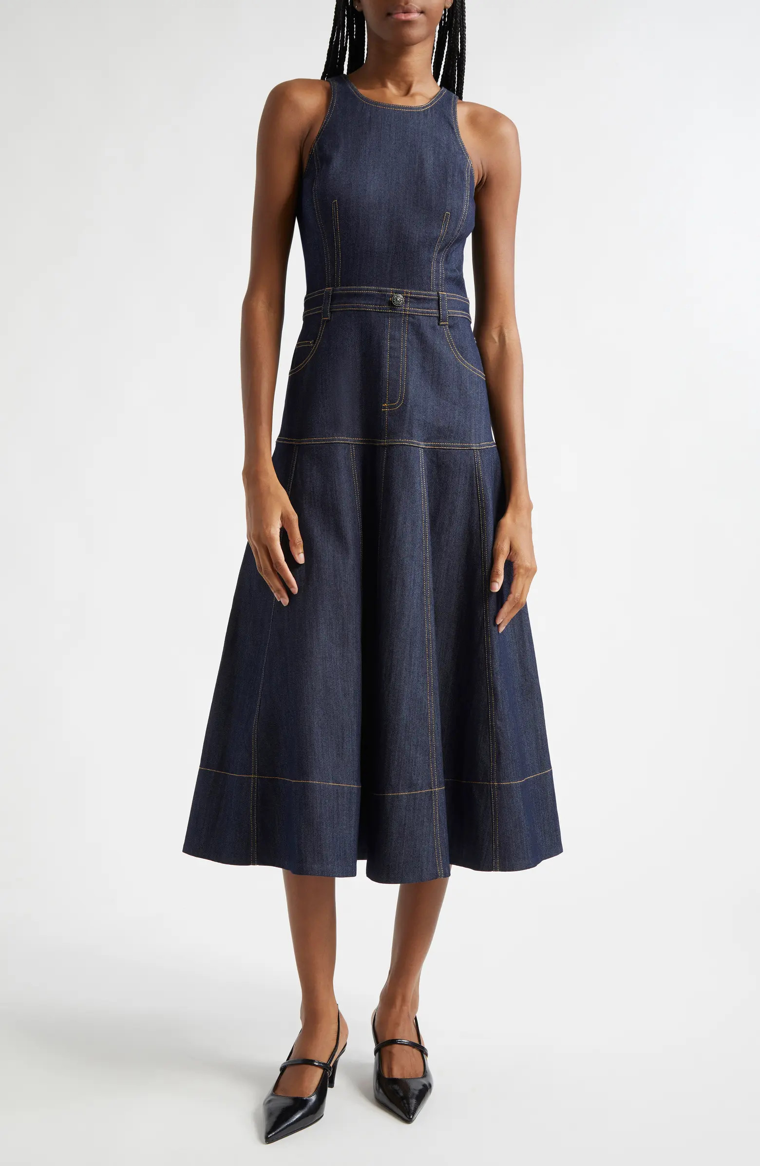 Cinq à Sept Baran Sleeveless Denim Midi Dress | Nordstrom | Nordstrom