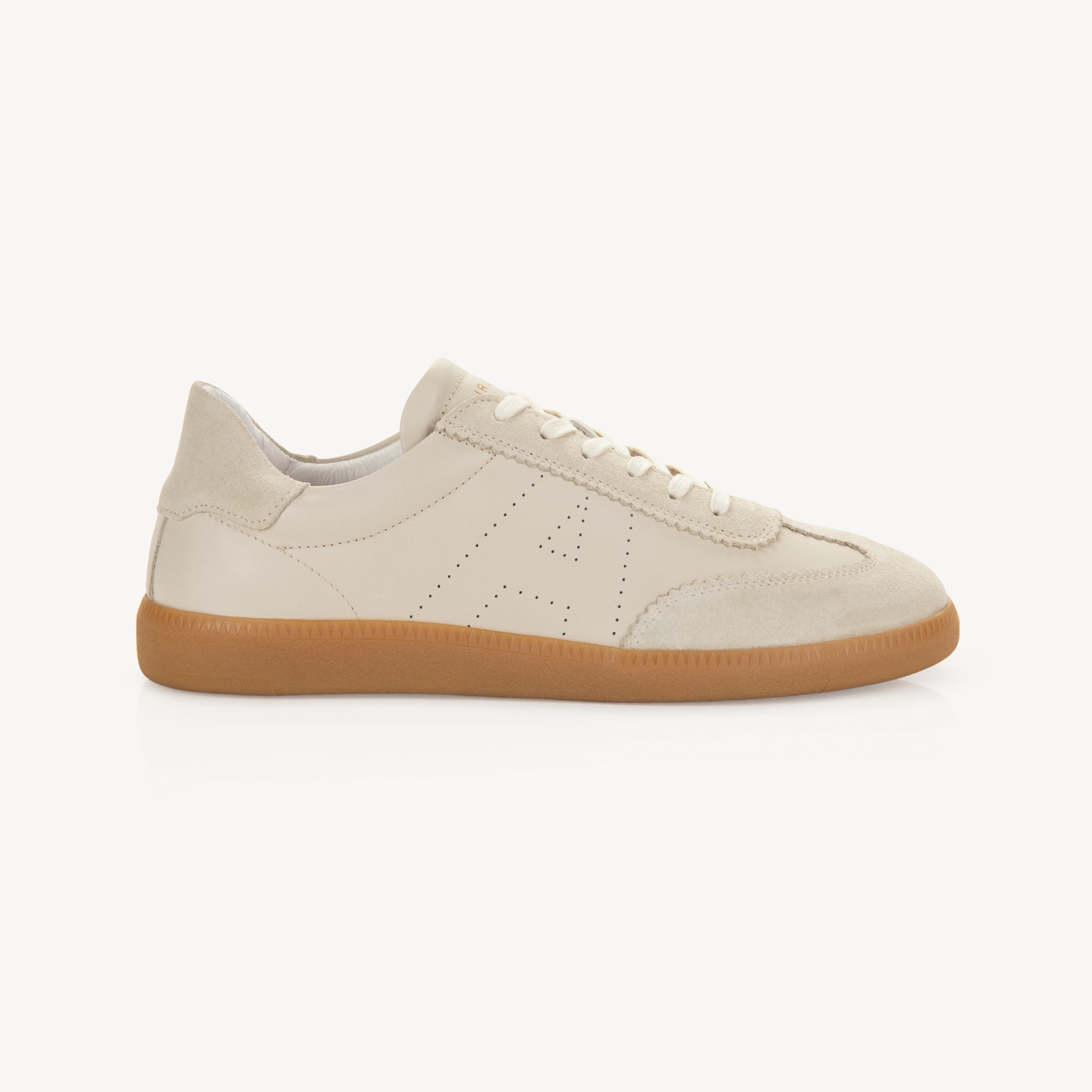 Isla: Beige Leather & Suede Trainers | Air & Grace