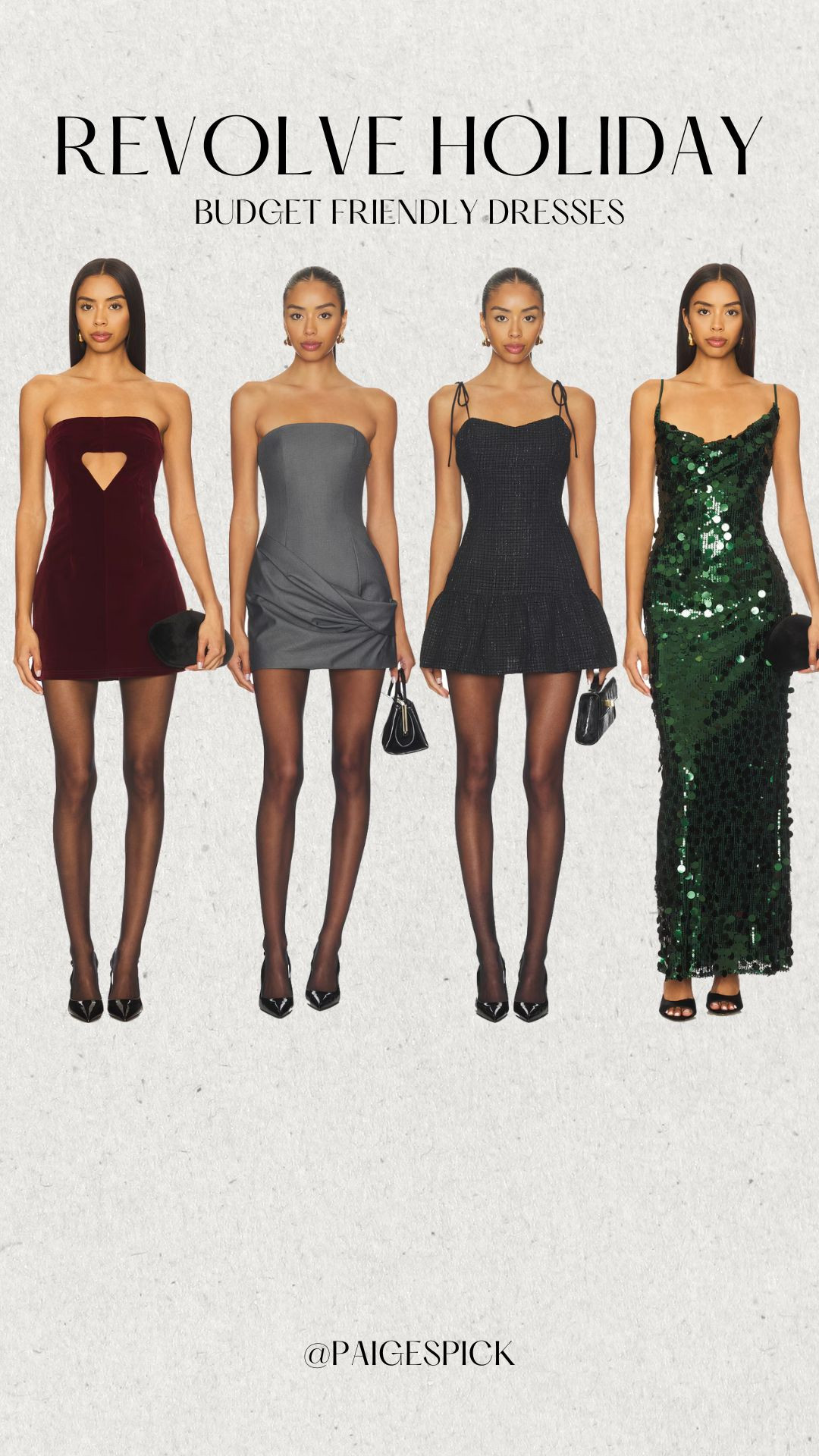 Another round of Revolve holiday dresses under $200 because the options are TOO good this year 🎄✨
Chic, festive, and perfect for every event on your calendar — without the designer price tag.

This edit includes sparkly minis, velvet dresses, satin slip dresses, metallic looks, red + black holiday dresses, and classic cocktail styles perfect for:
🎁 Holiday parties
✨ Semi-formal events
🍷 Holiday date nights
👯‍♀️ Friendsmas
🎆 NYE outfits

If you’re searching for affordable holiday dresses, Christmas party outfits, winter event looks, New Year’s Eve dresses under $200, or Revolve budget-friendly partywear, this roundup has you covered.

Shop your favorites before they’re gone — holiday dresses sell out SO fast this time of year 🎄👗✨ 

 #LTKwinter #LTKdatenight #LTKholiday