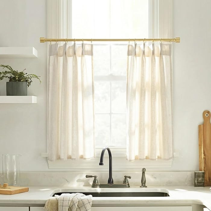 30 Inch Length Curtains for Short Window,Neutral Natural Linen Cotton Fabric Cafe Style Farmhouse... | Amazon (US)