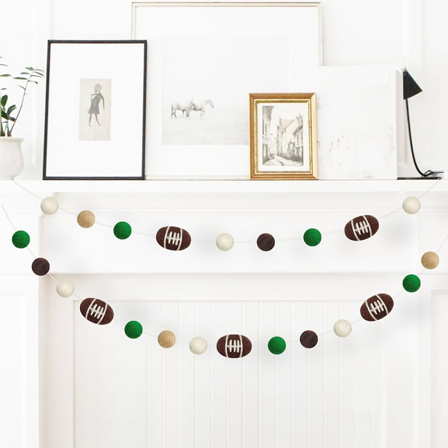 Football Felt Ball Garland, Rugby Pom Poms Banner for Sports Themed Banners Football Game Party D... | Amazon (US)