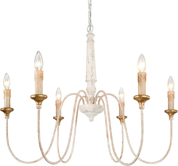 Farmhouse Chandelier, 6-Light French Country Chandelier for Dining Room, Living Room, Distressed ... | Amazon (US)
