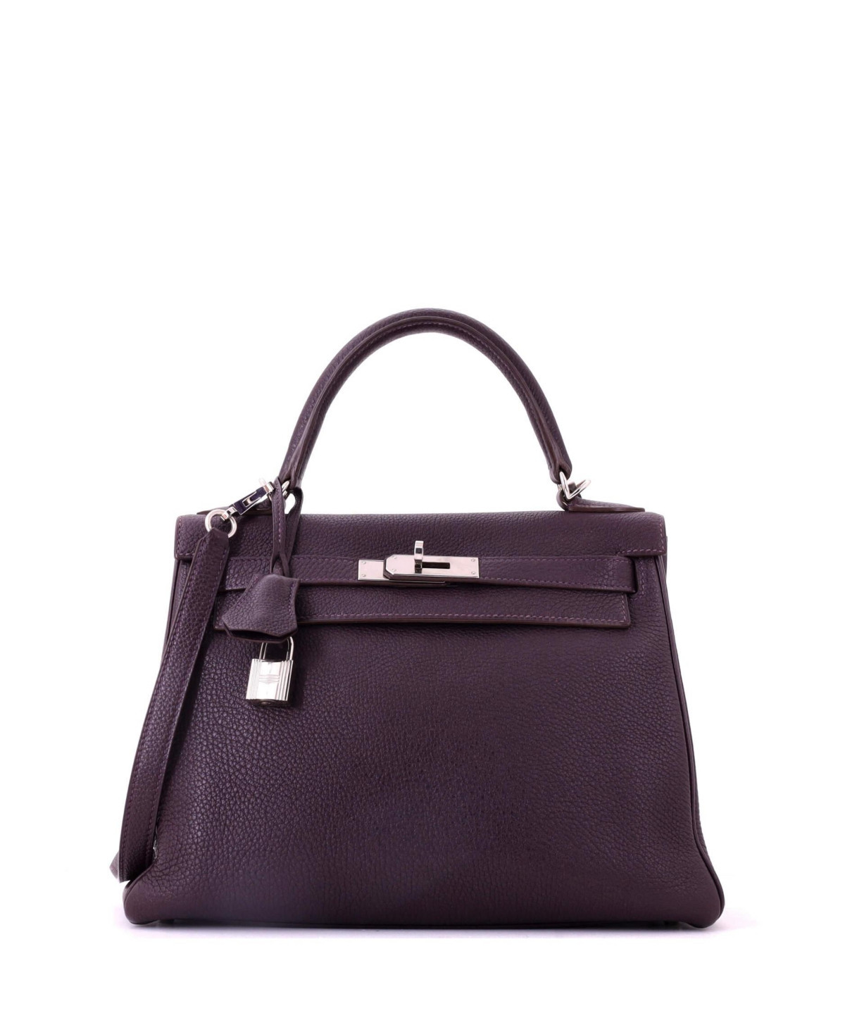 Pre-Owned HERMES Kelly 28 Handbag Purple Togo with Palladium Hardware - Black | Macy's