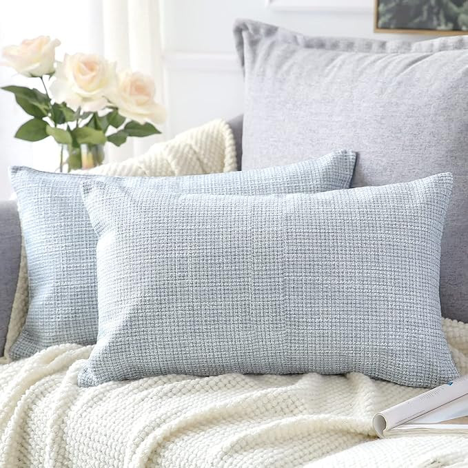 OTOSTAR Linen Throw Pillow Covers Set of 2 Decorative Square Pillowcases Cushion Covers 12x20 Inc... | Amazon (US)
