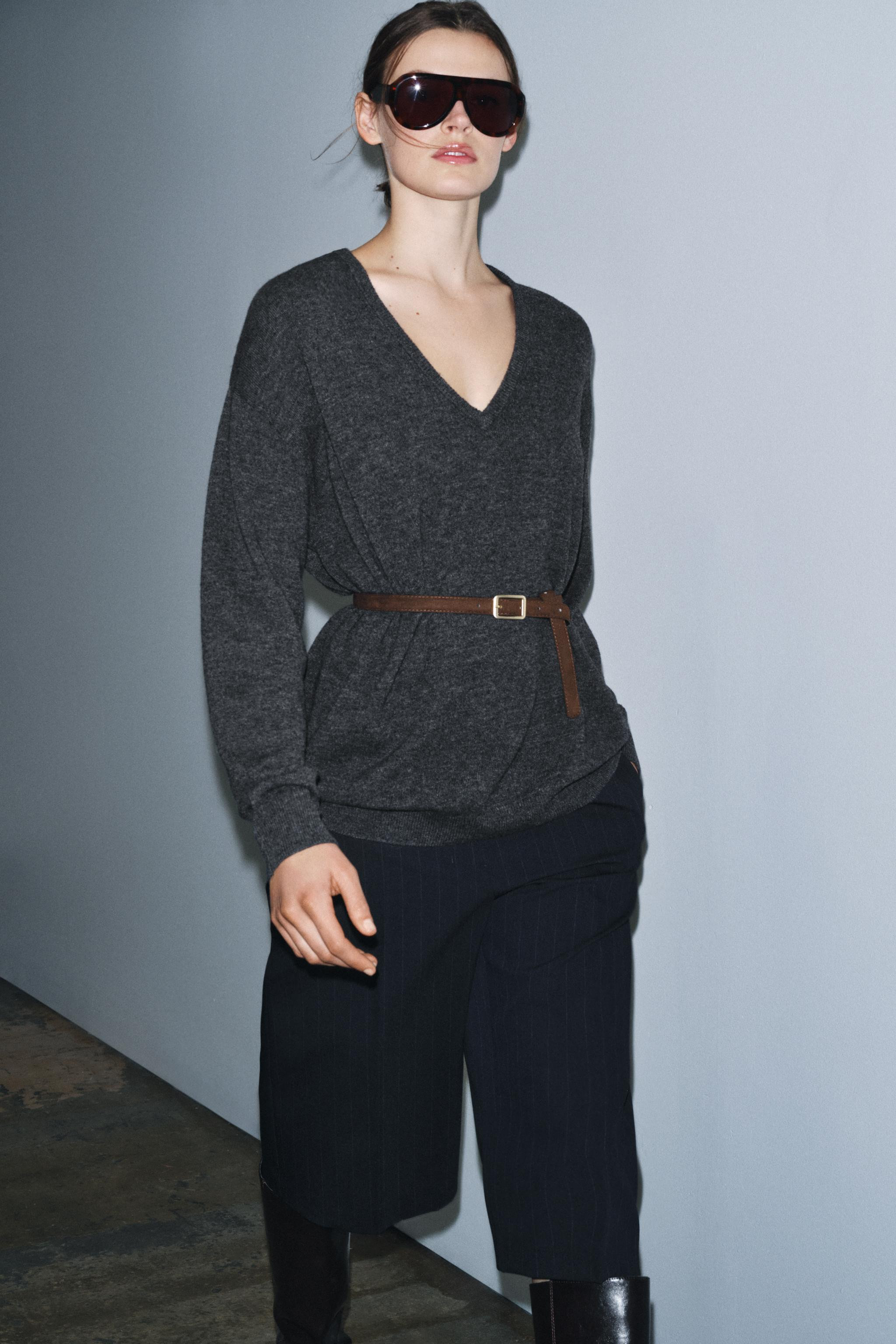 100% WOOL OVERSIZED BELTED JUMPER | Zara US