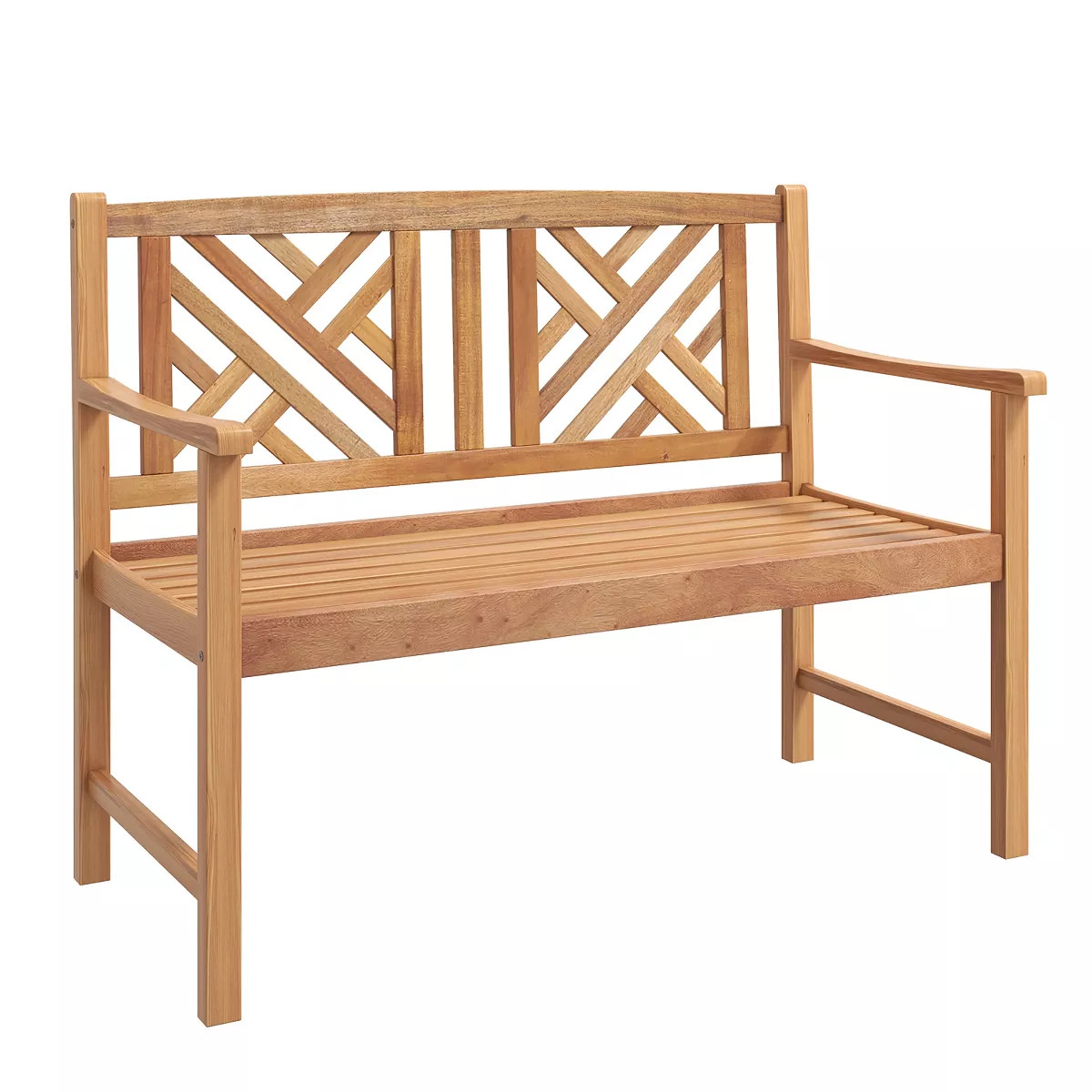 Costway Patio Acacia Wood 2-Person Slatted Bench Outdoor Loveseat Chair Garden Natural | Target