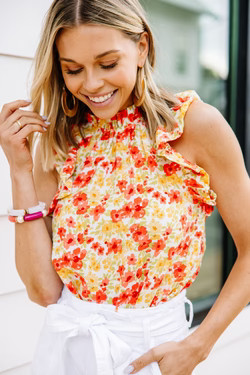 It's All For You Red Ditsy Floral Blouse | The Mint Julep Boutique