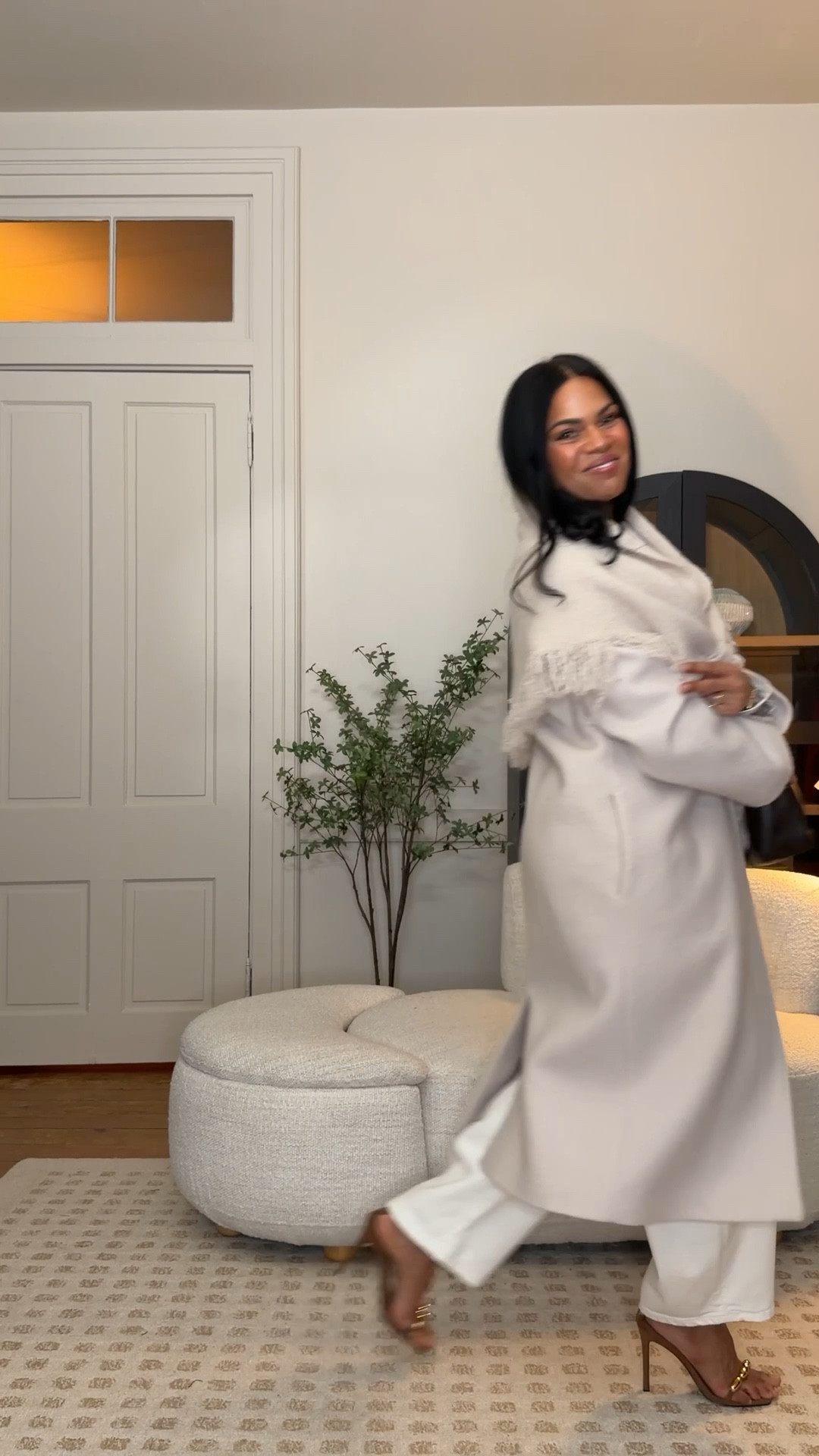 When you are married for 27 years but just want a cute jeans outfit. Monochrome! Cream jeans, cream silk button down top, long wool coat in cream.  All tts.  I am 5’4” and I wore the longer length in the jeans here. Would make a cute Valentine’s Day outfit too! 

#LTKgrwm #LTKValentine