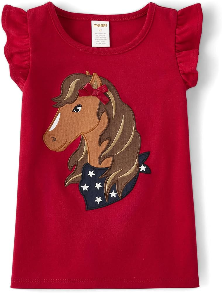 Gymboree Girls' and Toddler Flutter Short Sleeve Embroidered Graphic T-Shirt | Amazon (US)