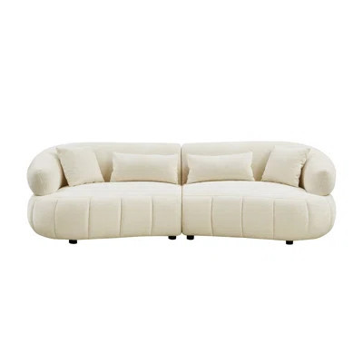 Curved sectional for living room,beige boucle upholstered sofa couch,oversized loveseat | Wayfair North America