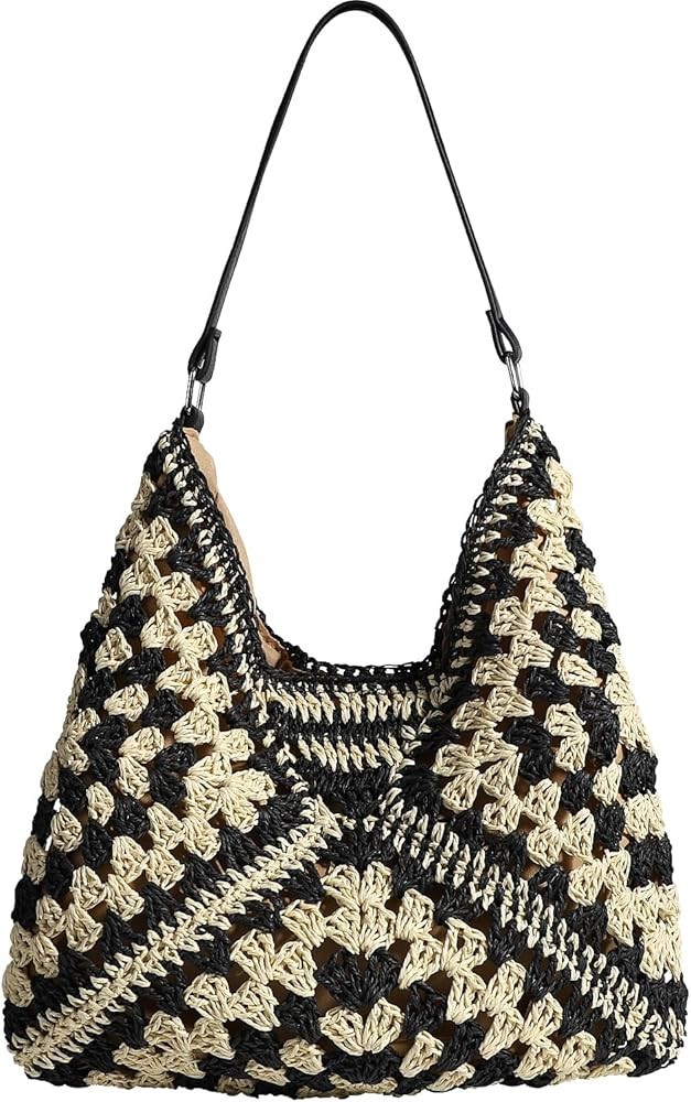 hatisan Straw Beach Bag for Women Summer Woven Beach Tote Bag Shoulder Handbags Boho Bag | Amazon (US)