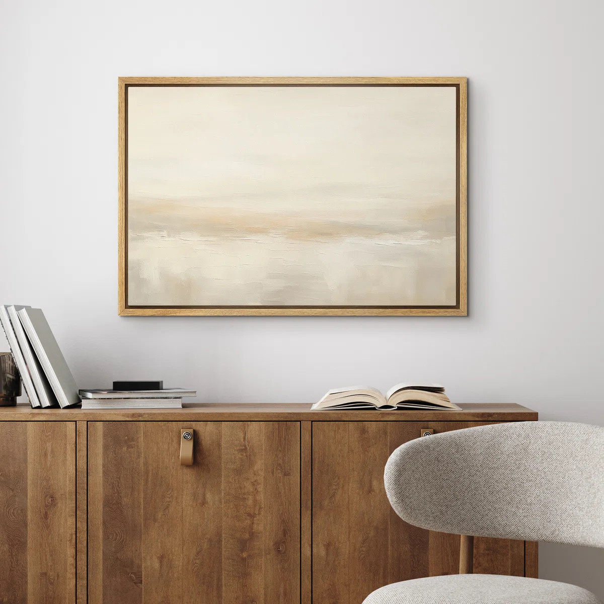 Minimalist Beige Abstract Canvas Wall Art, Neutral Modern No Textured Framed Print for Bedroom or... | Wayfair North America