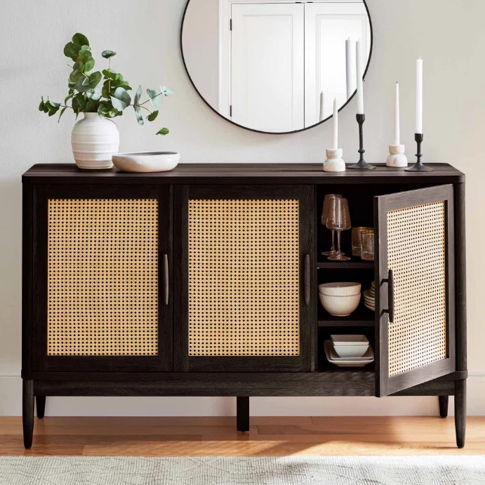 Better Homes & Gardens Springwood Caning Sideboard, Charcoal Finish - Walmart.com | Walmart (US)