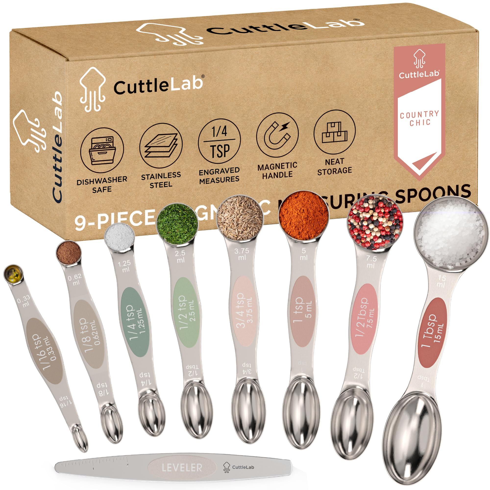Magnetic Measuring Spoons Set - Stainless Steel, Double Ended, Stackable & Nested Design for Dry ... | Amazon (US)