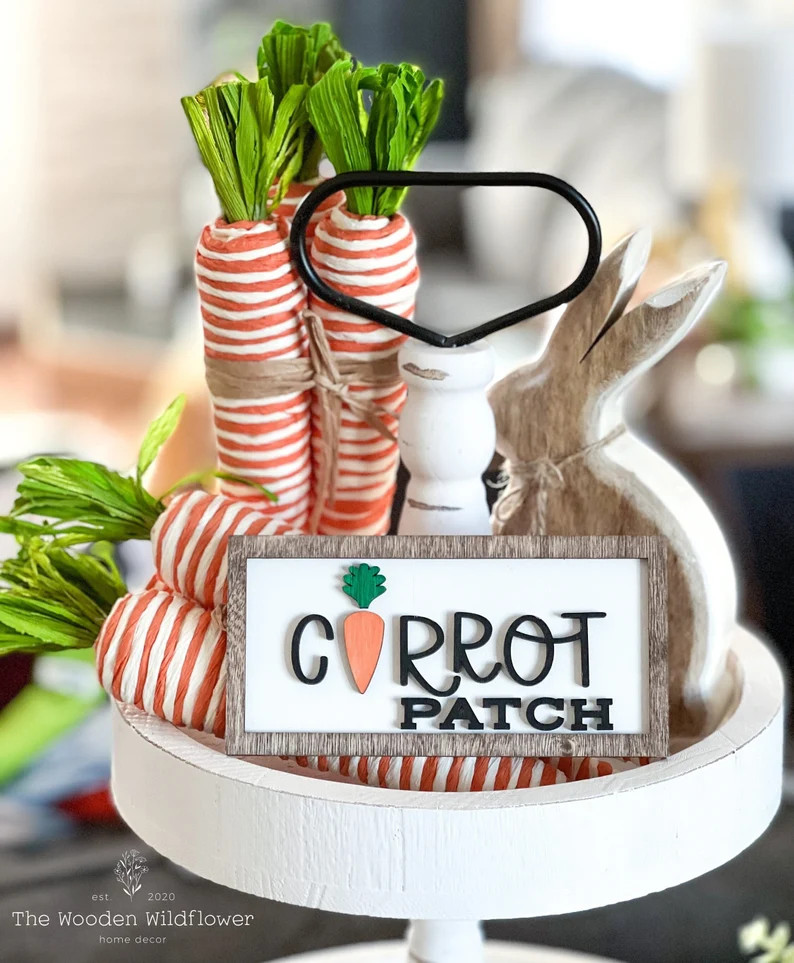 Carrot Patch Sign / Mini Easter Wooden Sign / Tiered Tray | Etsy | Etsy (US)