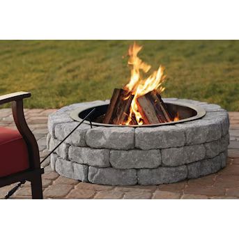 Oldcastle 43.5-in x 12.5-in Gray Charcoal Concrete Fire Pit Kit | Lowe's