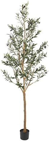 Realead Artificial Olive Tree 7ft(82''), Tall Faux Olive Tree Plant, Fake Potted Olive Silk Tree ... | Amazon (US)