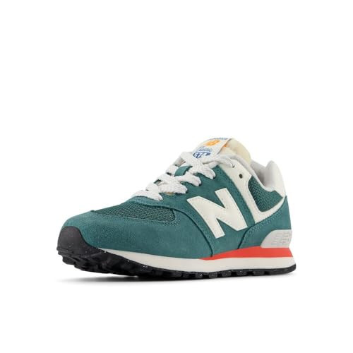 New Balance 574 V1 Lace-Up Sneaker, New Spruce/Blast Red, 5.5 Wide US Unisex Big_Kid | Amazon (US)