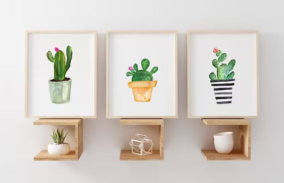 Set of 3, watercolor cactus print,  home,Cactus art print, Gallery wall, cactus print set, Digita... | Etsy (US)