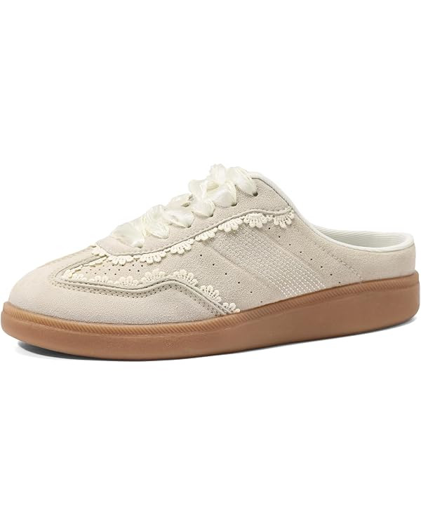 LUCKY STEP Women's Slip-On Backless Sneaker Mules Organza Ribbon Decorative Lace-Up Casual Retro ... | Amazon (US)