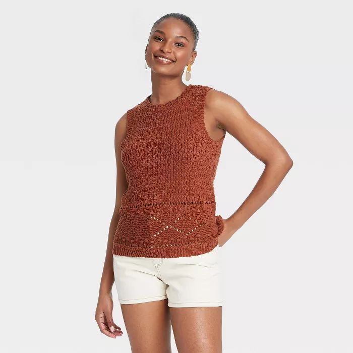 Women's Pointelle Crewneck Sweater Tank - Universal Thread™ | Target