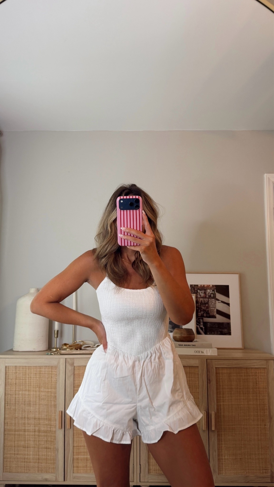 cutest romper! love the smocked detail. would be perfect for the 4th with a sweater over the shoulders. i’m in a size S. @abercrombie summer outfitt

#LTKootd