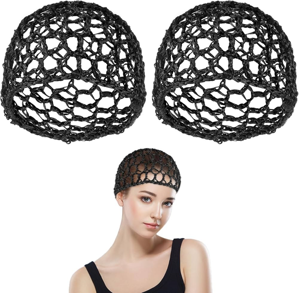 2 Pcs Hair Cap, Elastic Mesh Crochet Hair Nets for Women - Soft Shower Caps & Snoods for Silk Pre... | Amazon (US)