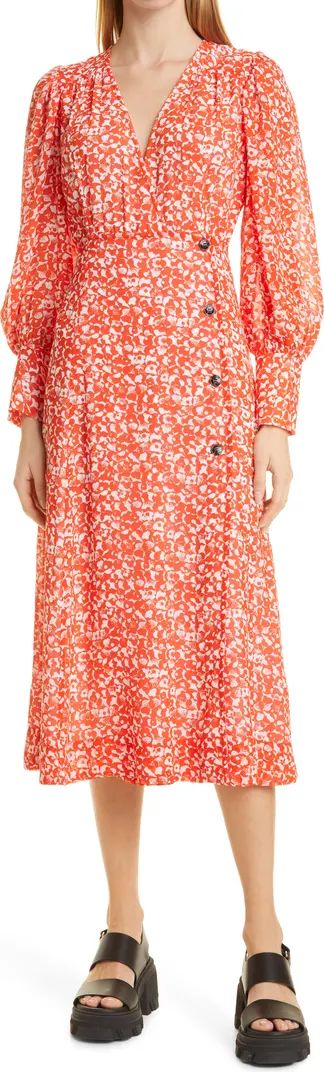 Ganni Abstract Floral Long Sleeve Crepe Dress | Nordstrom | Nordstrom