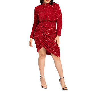 ELOQUII Women's Plus Size Ruched Sequin Dress - Macy's | Macy's
