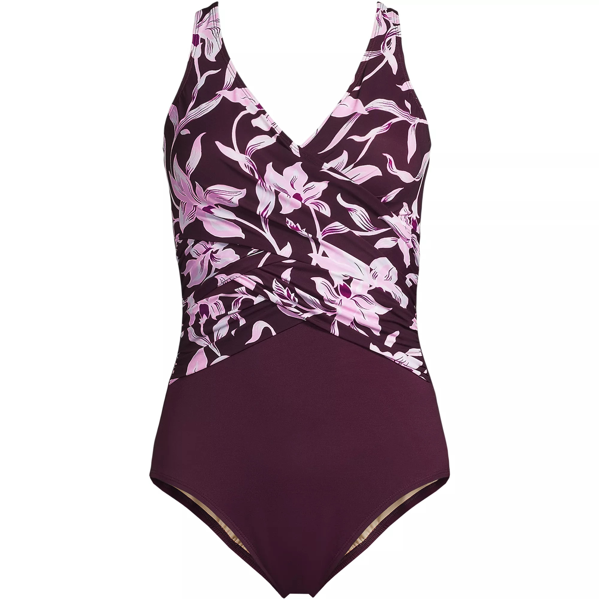 Women's Long Torso SlenderSuit Wrap One Piece Swimsuit | Lands' End (US)