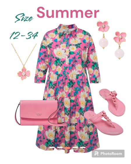 Summer dress. Matching pink accessories. 

#plusdress
#midsizedress
#pinkhandbag

#LTKplussize #LTKmidsize #LTKitbag