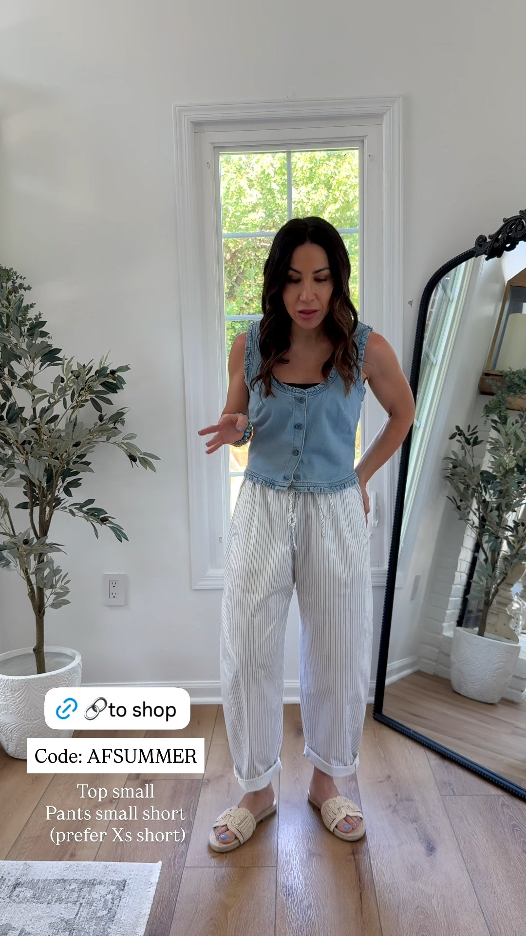 Abercrombie code AFSUMMER. Denim vest small. Barrel pants, small short, but prefer XS short.

#LTKOver40 #LTKSaleAlert #LTKPetite