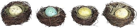 Set of 4 Bird's Nests with Eggs, Blue/Green, Cream and Green- Spring and Easter Décor, 2.75 Inch... | Amazon (US)
