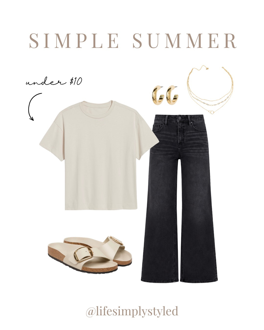 The best elevated basic tee for under $10 🤍✨
Simple, flattering, and the kind of piece you’ll reach for on repeat all summer long.

Paired with relaxed denim, neutral slides, and gold jewelry for an effortless everyday look.

@lifesimplystyled #AffordableStyle #ElevatedBasics #SimpleStyle #SummerCapsule #NeutralOutfits #MomStyle

#LTKmomlife #LTKOver40
