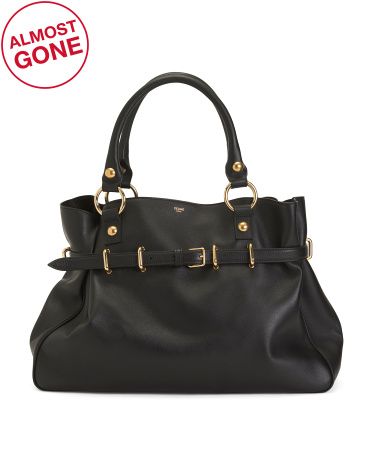 Made In Italy Leather Anita Medium Belted Satchel | TJ Maxx