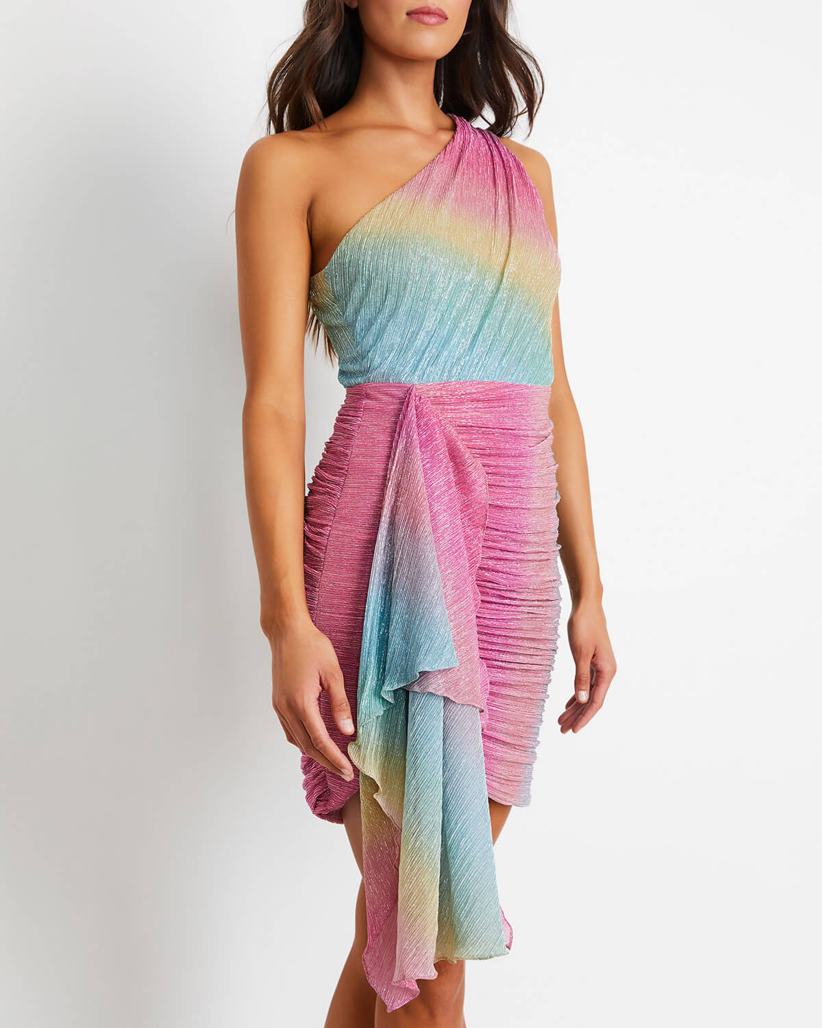 Prism Lurex One Shoulder Mini Dress | PatBO