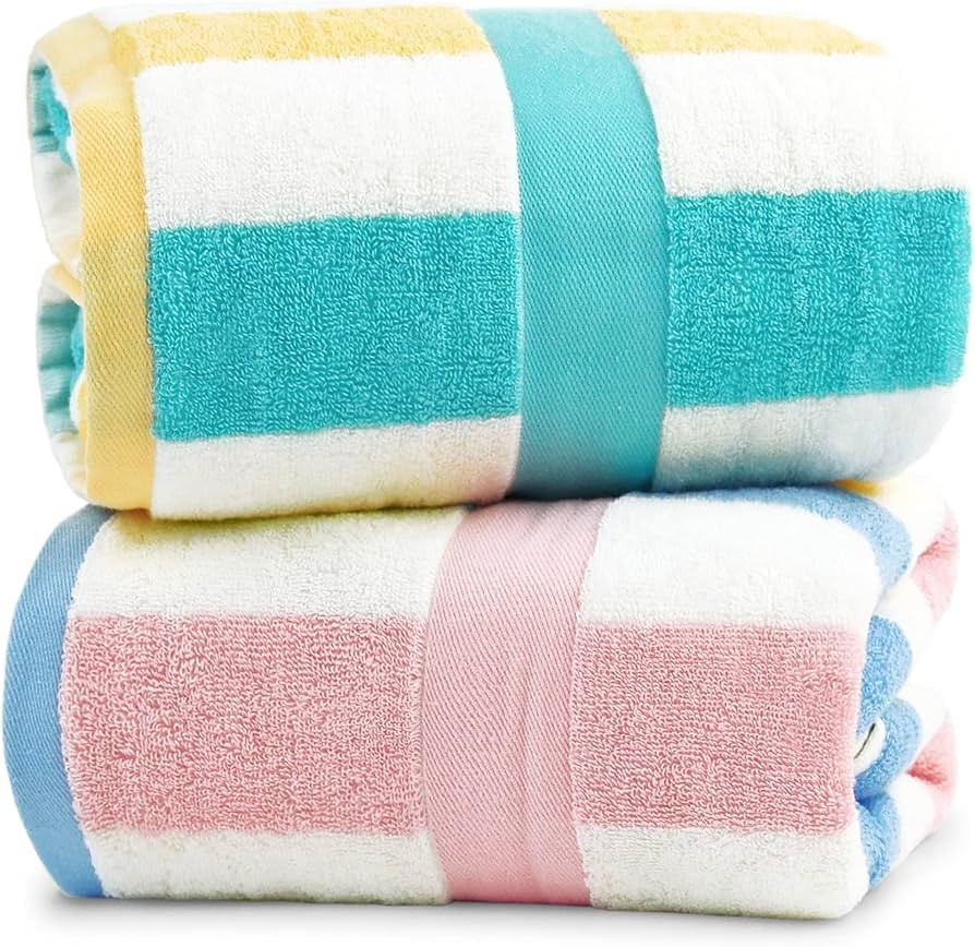 Jacquotha 100% Cotton Bath Towels Set of 2, Highly Absorbent Striped Towels for Bathroom, Hotel, ... | Amazon (US)