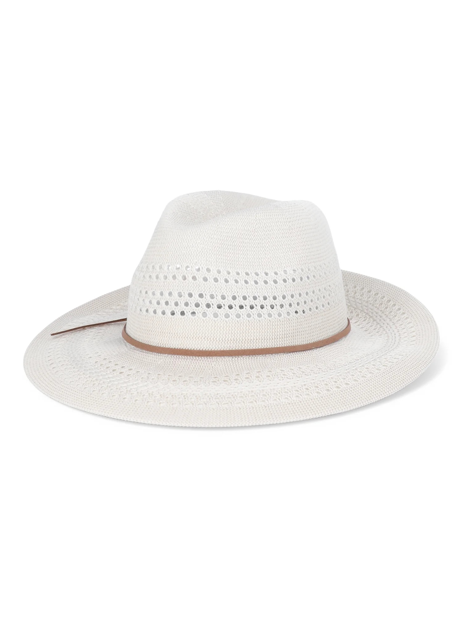 Time and Tru Polyester Knit Panama Hat, Off-White | Walmart (US)