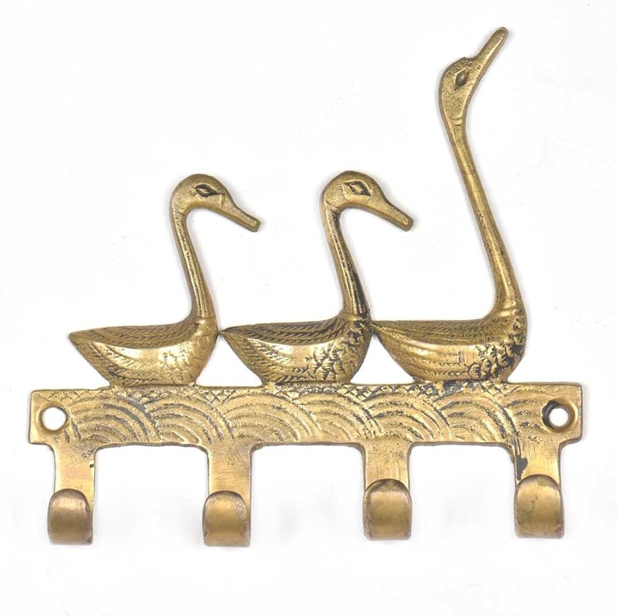 Indian Shelf Animal Goose Wall Hooks for Hanging Brass Unique Vintage Gold Key Holder Decorative ... | Amazon (US)