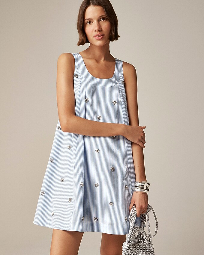 Collection embellished shift dress in cotton poplin | J. Crew US