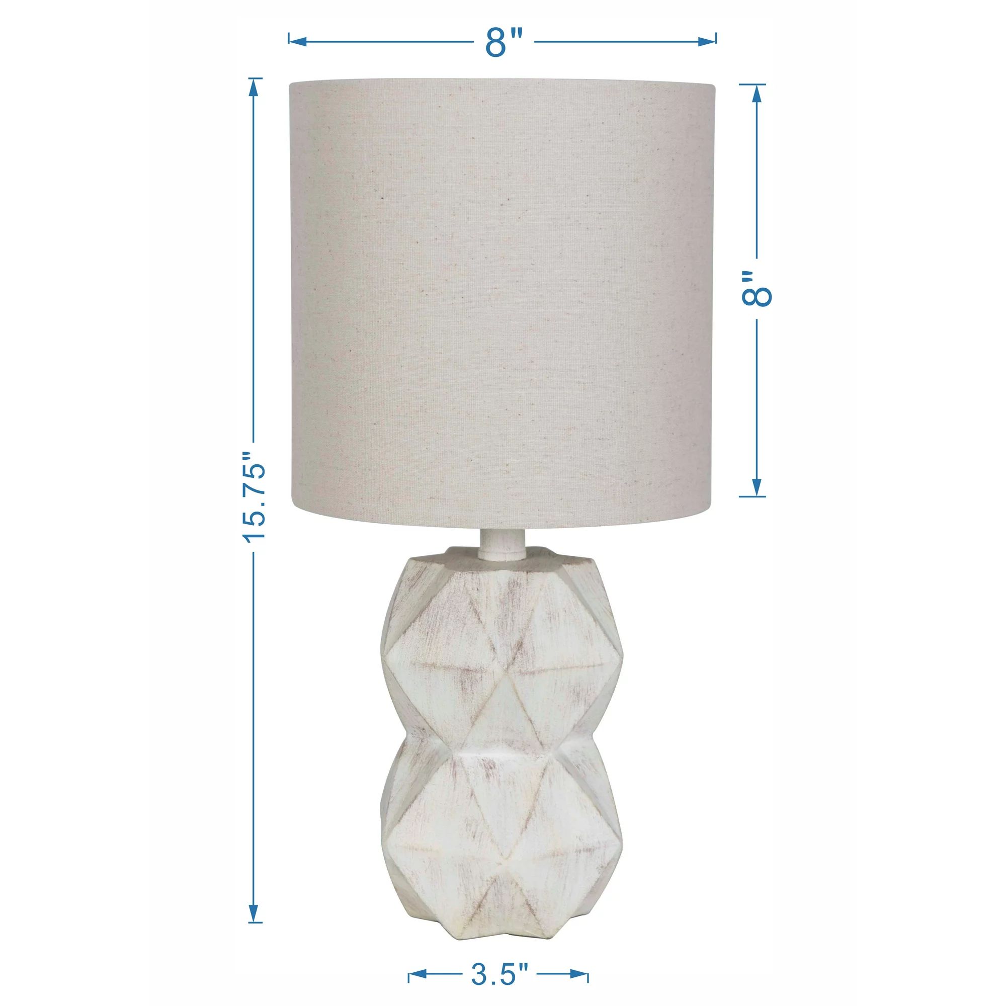 Better Homes & Gardens White Wash Faceted Faux Wood Table Lamp | Walmart (US)