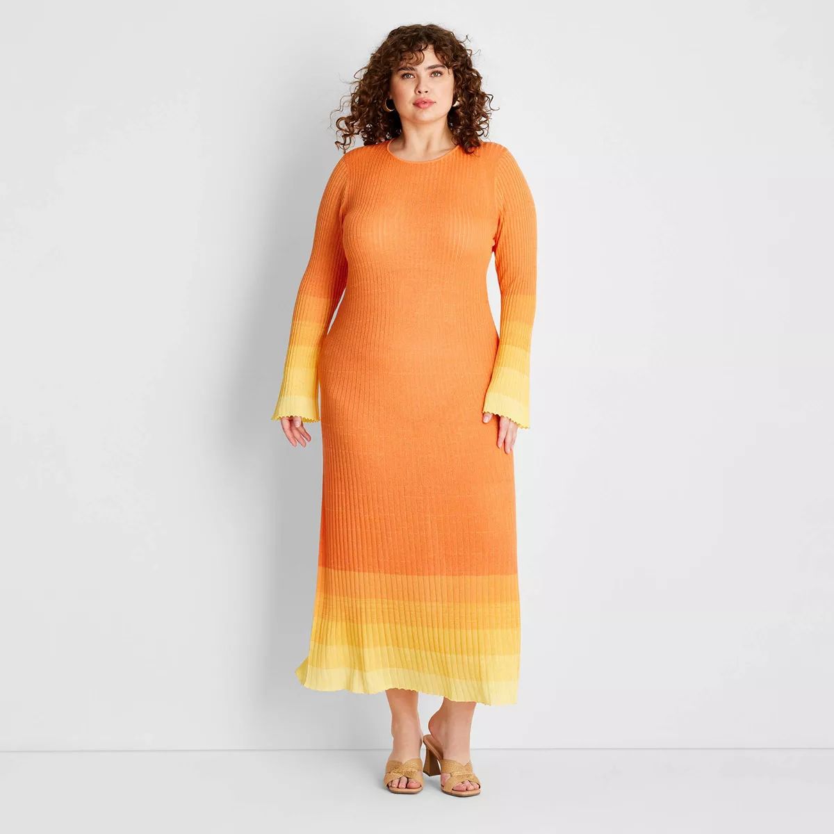 Women's Long Sleeve Open Back Maxi Dress - Future Collective™ with Jenee Naylor Orange Ombre | Target