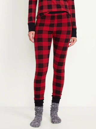 High-Waisted Printed Waffle Pajama Leggings | Old Navy (US)